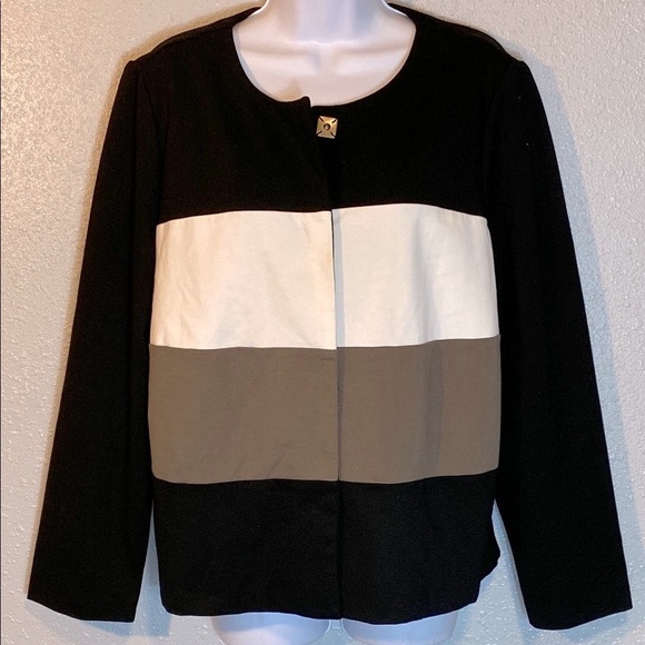 Chico's Jackets & Blazers - Chico's Black Olive Green and White Blazer Modern Color Block Design
